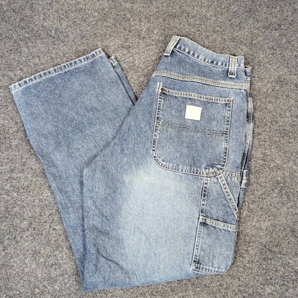 American Eagle AE Supply Co Mens 34x32 Carpenter Pants Blue Denim Workwear